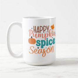 Happy Pumpkin Spice Seizoen Herfst Typografie Koffiemok