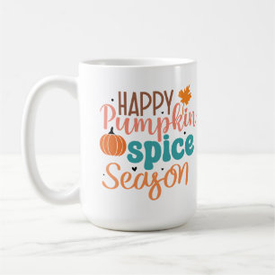Happy Pumpkin Spice Seizoen Herfst Typografie Koffiemok