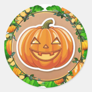 Happy Pumpkin-Sticker Ronde Sticker