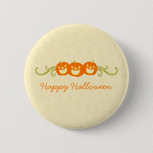 Happy Pumpkin Swirls Halloween Button (Voorkant)