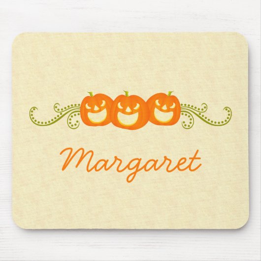 Happy Pumpkin Swirls Halloween Mousepad Muismat (Voorkant)