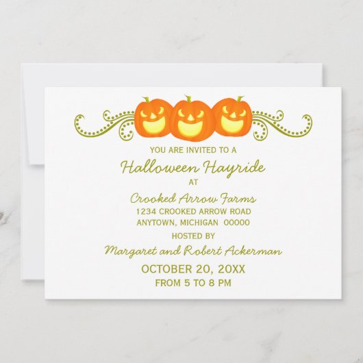 Happy Pumpkin Swirls Halloween Party Invitation Kaart (Voorkant)