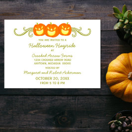 Happy Pumpkin Swirls Halloween Party Invitation Kaart
