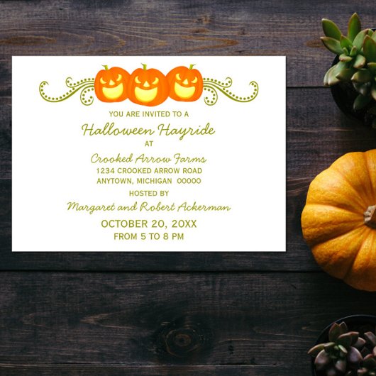 Happy Pumpkin Swirls Halloween Party Invitation Kaart