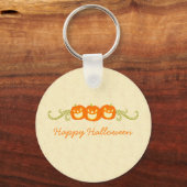 Happy Pumpkin Swirls Halloween Sleutelhanger (Voorkant)