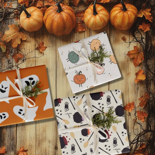 Happy Pumpkins en Halloween spook Inpakpapier Vel