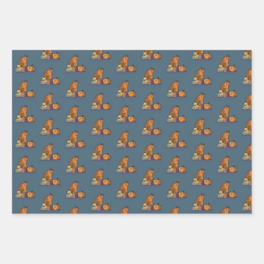 Happy Pumpkins met kaarsen Inpakpapier Vel (Voorkant 3)