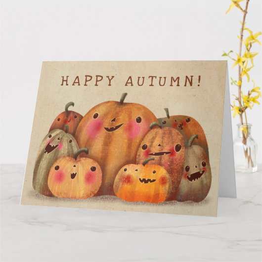 Happy Pumpkins - Schattige Halloween Kaart (Gele Bloem)