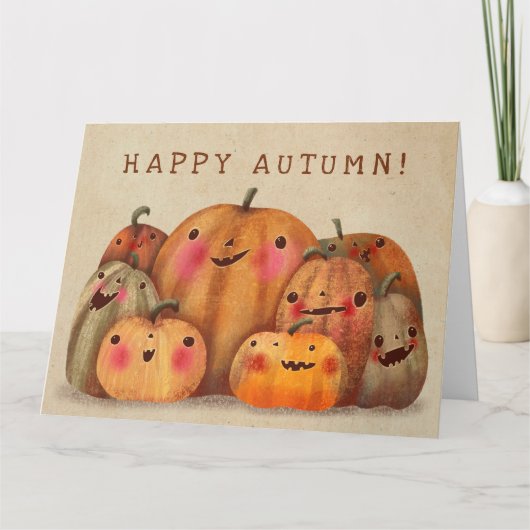 Happy Pumpkins - Schattige Halloween Kaart (Voorkant)