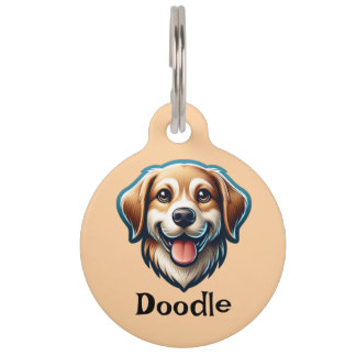 "Happy Pup Custom Label - Naam en contactgegevens  Huisdierpenning