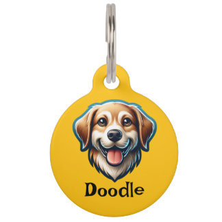 "Happy Pup Custom Label - Naam en contactgegevens Huisdierpenning