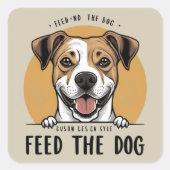 Happy Pup Eats Vierkante Sticker (Voorkant)