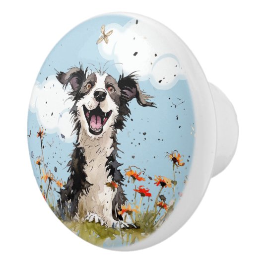 Happy Pup Keramische Knop (Rechts)