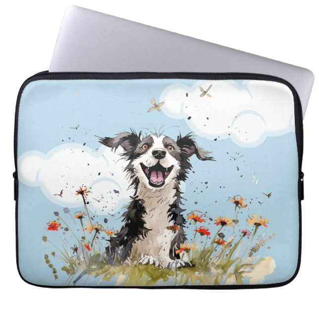 Happy Pup Laptop Sleeve (Voorkant)