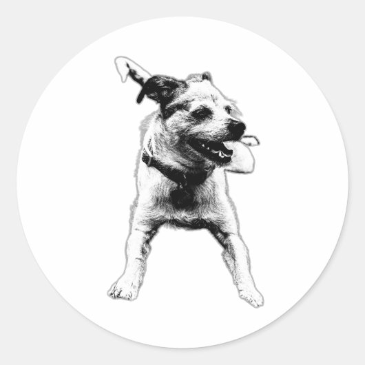 Happy Pup Terrier Mix Sticker (Voorkant)