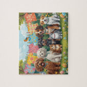 Happy Puppies and Kittens in Spring Garden Legpuzzel (Verticaal)