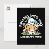 Happy Puppies Rolling Into May beroemd gemaakt doo Briefkaart (Voorkant / Achterkant)