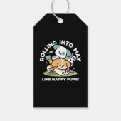 Happy Puppies Rolling Into May beroemd gemaakt doo Cadeaulabel (Voorkant)