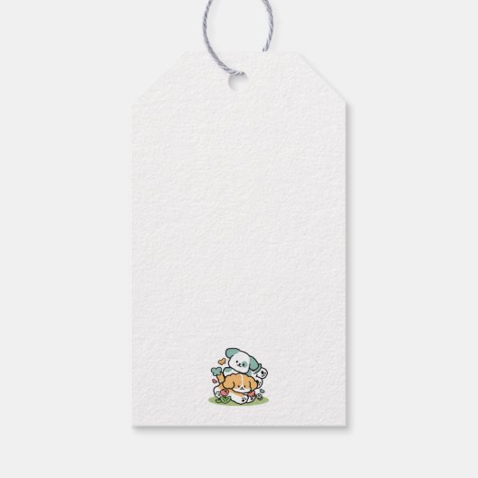 Happy Puppies Rolling Into May beroemd gemaakt doo Cadeaulabel (Achterkant)