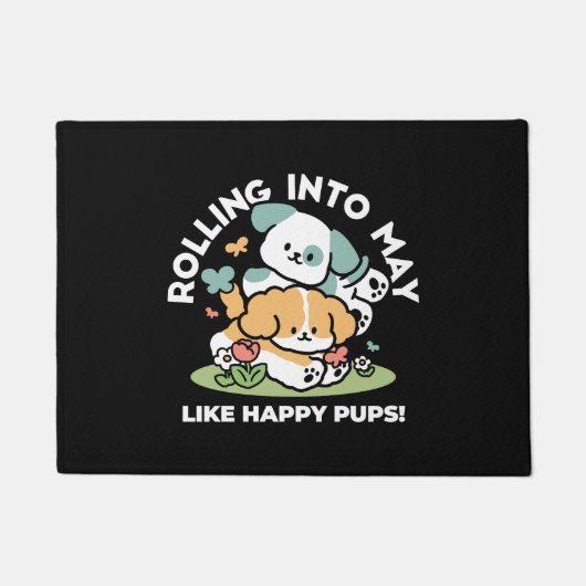 Happy Puppies Rolling Into May beroemd gemaakt doo Deurmat (Voorkant)
