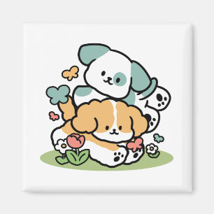 Happy Puppies Rolling Into May beroemd gemaakt doo Magneet