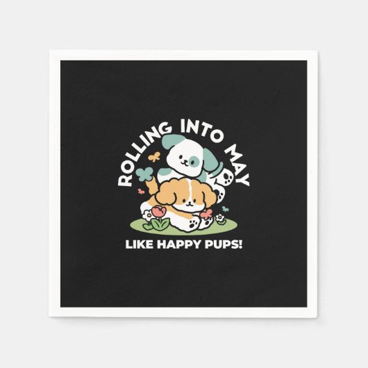 Happy Puppies Rolling Into May beroemd gemaakt doo Servet (Voorkant)