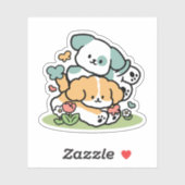 Happy Puppies Rolling Into May beroemd gemaakt doo Sticker (Vel)