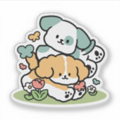Happy Puppies Rolling Into May beroemd gemaakt doo Sticker (Voorkant)