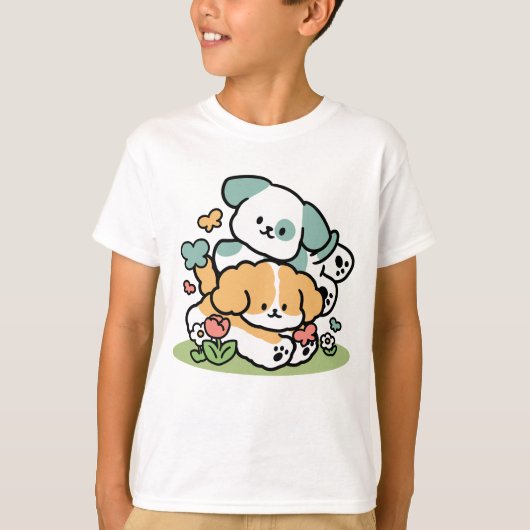 Happy Puppies Rolling Into May beroemd gemaakt doo T-shirt (Voorkant)