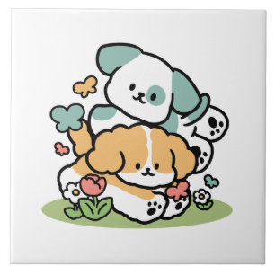 Happy Puppies Rolling Into May beroemd gemaakt doo Tegeltje