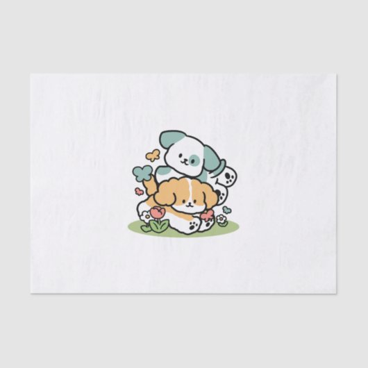 Happy Puppies Rolling Into May beroemd gemaakt doo Tissuepapier (Voorkant)