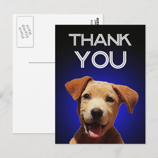 Happy Puppy Bedankt Briefkaart (Voorkant / Achterkant)