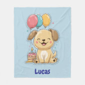 Happy Puppy, Boy, 1st Birthday Gift, Personalized  Fleece Deken (Voorkant)