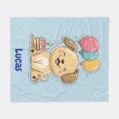 Happy Puppy, Boy, 1st Birthday Gift, Personalized  Fleece Deken (Voorkant (Horizontaal))