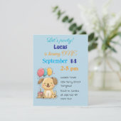 Happy Puppy, Boy, Let's Pawty, 1st Birthday  Kaart (Staand voorkant)