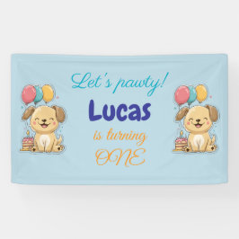 Happy Puppy, Boy, Let's Pawty, 1st Birthday  Spandoek