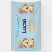 Happy Puppy, Boy, Let's Pawty, 1st Birthday  Spandoek (Verticaal)