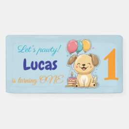 Happy Puppy, Boy, Let's Pawty, 1st Birthday  Spandoek