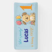 Happy Puppy, Boy, Let's Pawty, 1st Birthday  Spandoek (Verticaal)