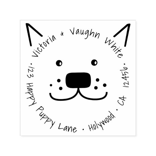 Happy Puppy Dog Return Address - Funny Pet Zelfinktende Stempel (Design)