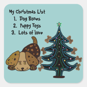 Happy Puppy Kerstmis Vierkante Sticker
