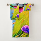Happy Puppy Meadow Design Bad Handdoek (Insitu)