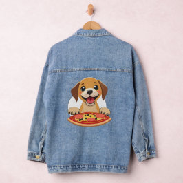 Happy Puppy met een heerlijke pizza Denim Jacket