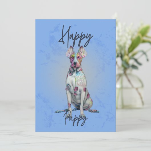 Happy puppy - ontwerp van hondeneigenaars - Puppie Bedankkaart (Staand voorkant)