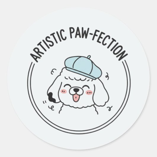 Happy Puppy Poedel Hond Portret Illustratie Ronde Sticker (Voorkant)