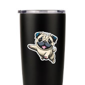 Happy Puppy Pug Jumping Sticker