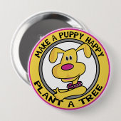 Happy Puppy - Ronde Button 4,0 Cm (Voorkant /achterkant)