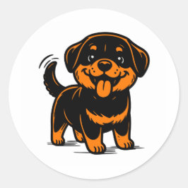 Happy Puppy Rottweiler Dog Ronde Sticker