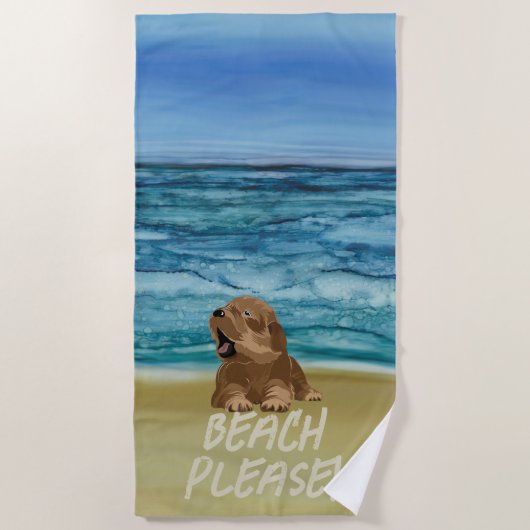 Happy Puppy strandlaken (Voorkant)