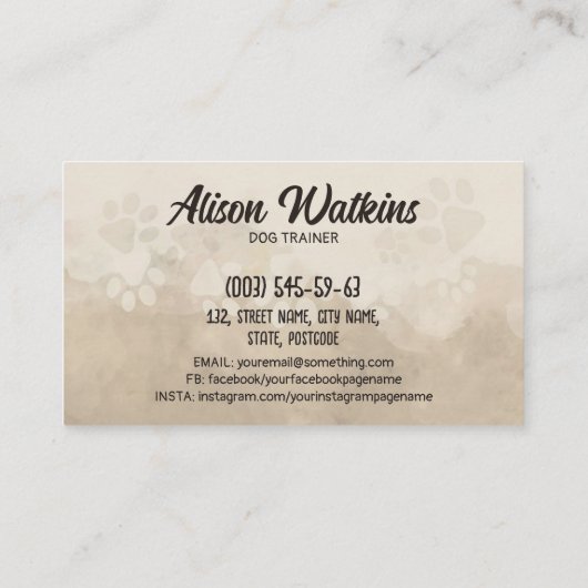 Happy Puppy Student - Hondentraining Visitekaartje (Achterkant)